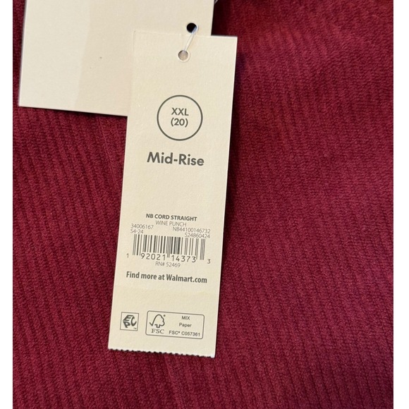 No Boundaries Women's Corduroy Cargo Pants Wine Punch Red XXL 20 Mid Rise - Picture 5 of 7